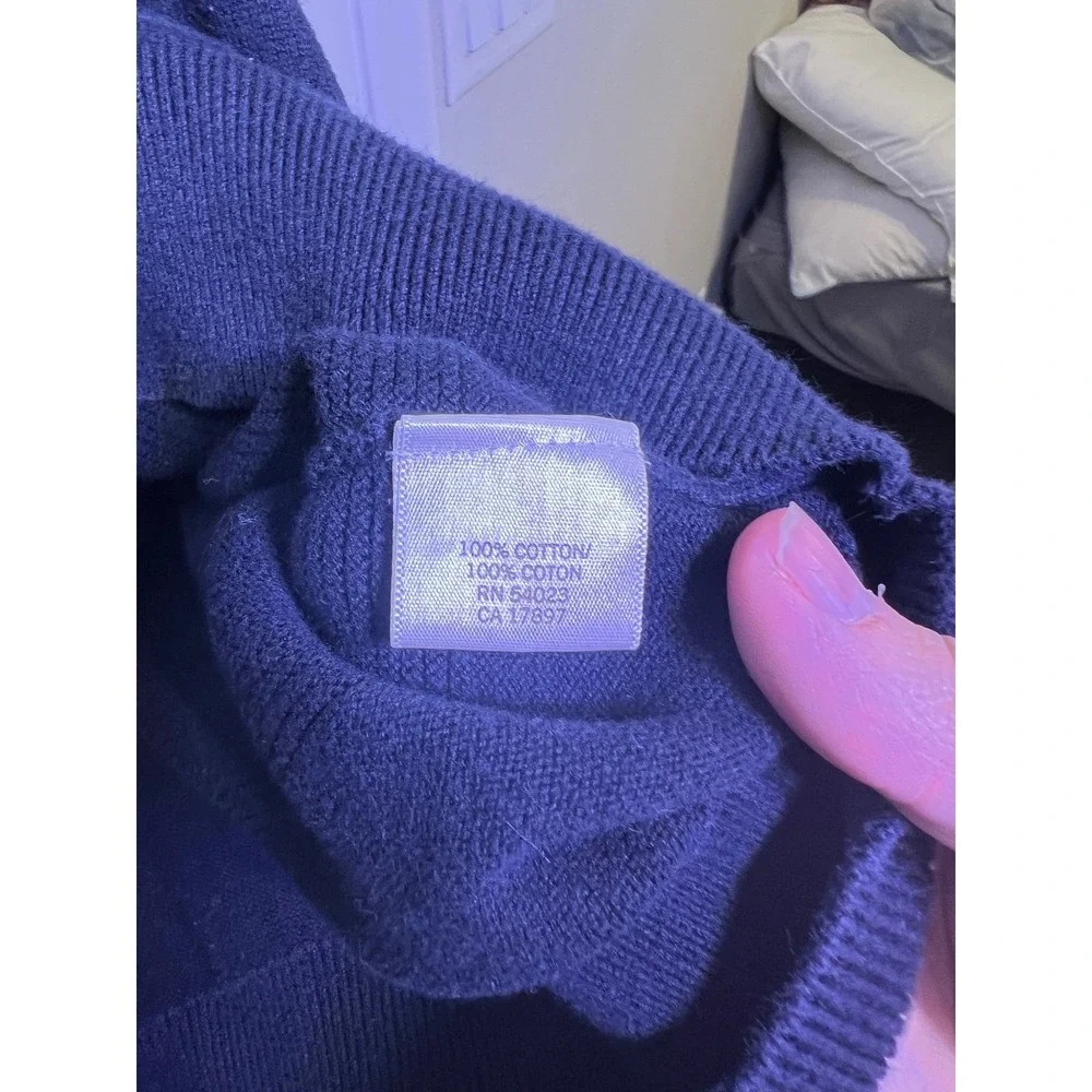 Banana Republic Mens Navy Blue Textured‎ Stripe Cotton Sweater M Old Money